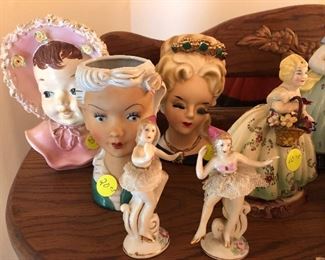 vintage head vases and figurines
