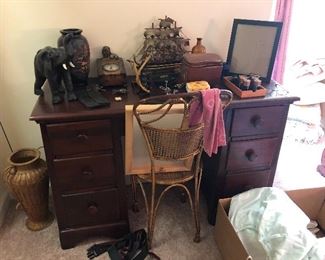 Wooden desk/vanity, office chair, household decor