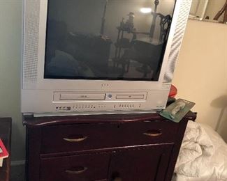 flat panel television with DVD, small chest of drawers