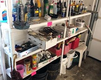 plastic planters/pots, household cleaning supplies and chemicals