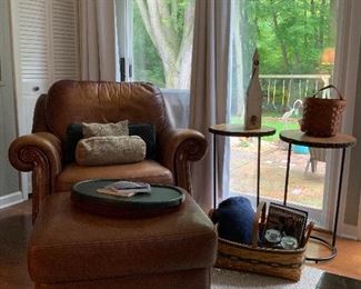 Thomasville Leather Chair & Ottoman
