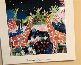 CONTEMPORARY PRINT BY MIKE SMITH/GIRAFFES IN KARLSRUHE