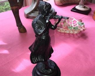 VINTAGE METAL STATUE OF YOUNG GIRL PLAYING VIOLIN