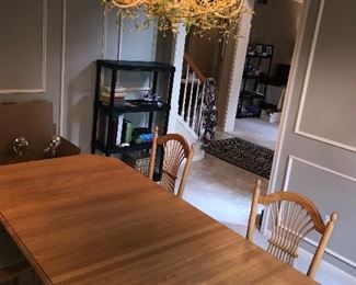 SOLID OAK DINING TABLE WITH 6 CHAIRS                                                                              
