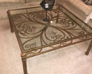 BRASS AND GLASS COFFEE TABLE
