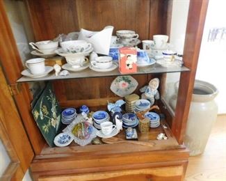 Collection of Tea Cups, Blue and White Salts 
