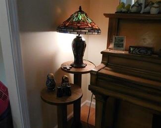 Stained Glass Table Lamp, Custom Fern Stands
