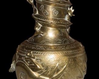 Antique Chinese Vase Dragons and Coy Fish