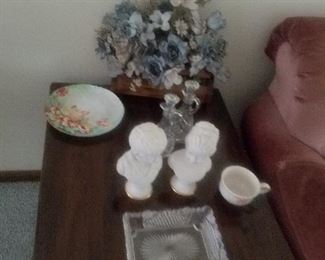 end table and collectibles