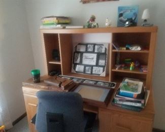 computer desk picture frames, office supplies and misc