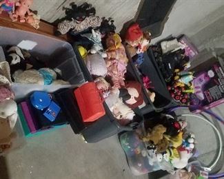 over 100 dolls and stuffed animals