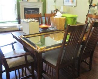 Mission style dining table and chairs