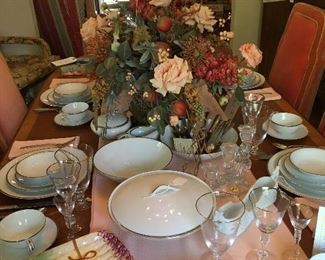Noritake china - pattern Silverdale and stemware