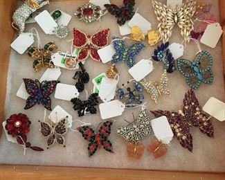 Rhinestone jewelry - many butterflies!