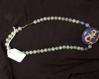 Asian dragon theme cloisonné necklace