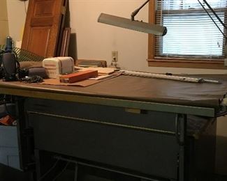 Very large drafting table and light