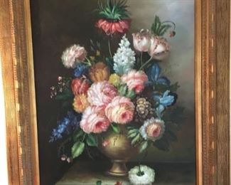 Large oil painting in lovely frame