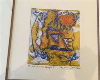 One of a pair of signed artworks