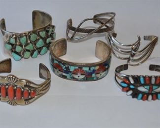 Sterling and Turquoise Jewelry, Zuni, Navajo, Hopi