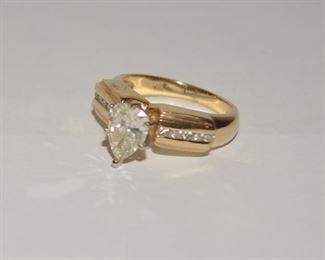 Huge 14K Pear Shaped Diamond Ring