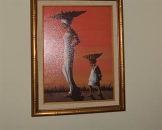 Original African Oil on Canvas, signed.