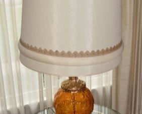 Funky 1970's Amber Glass Lamp, Mid Century Cocktail Table