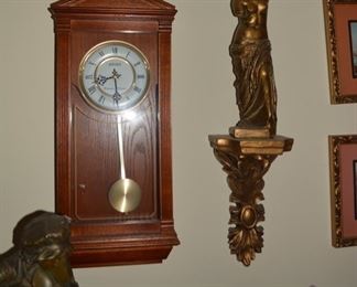 Seiko Wall Clock with Cherry Case, Statue
