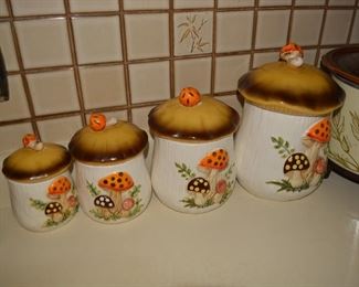 Vintage 1970's Merry Mushroom Canister Set
