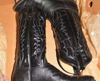 Vintage NOS Cowboy Boots, black leather