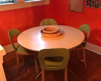 mid-century dining table and 4 chairs
