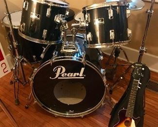 c. 1980's Pearl drum kit Gibson Epiphany acoustic/electric ukulele