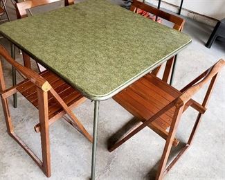 Mismatched card table & chairs