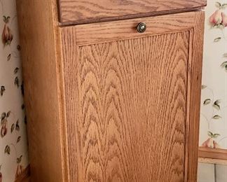 Waste bin oak cabinet with drawer