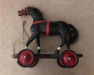 Early Folk Art Pull Horse