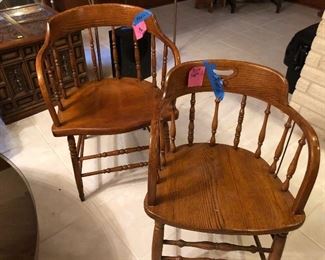 There are four of these wonderful barrel style wooden chairs 
