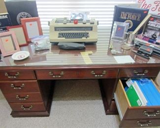 Desk detail and IBM electric typewriter