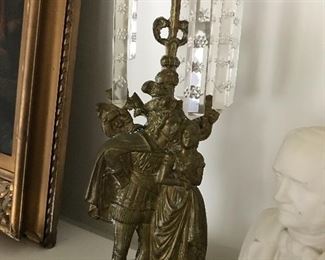 Pair of these brass and luster candle sticks