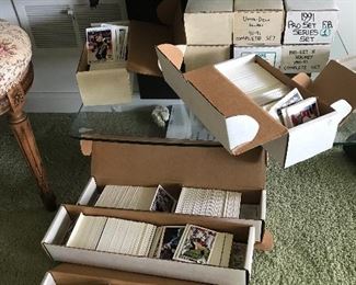 Boxes of sports cards