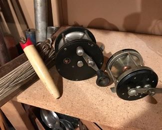 Fishing. A.F. Meiselbach  reel plus lures and rods