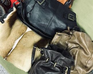 leather and fur purses
