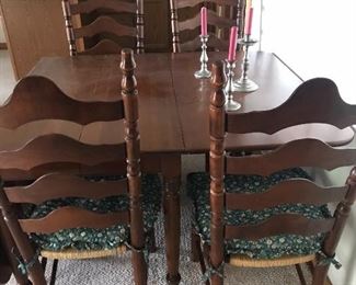 Vintage Willett Cherry dining room drop leaf table and chairs