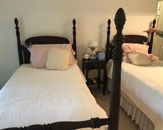 Antique twin poster beds