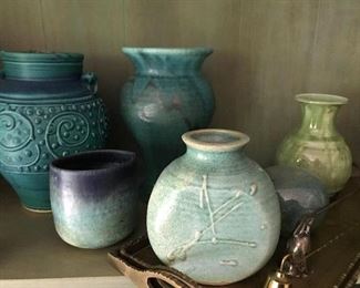 Assorted signed pottery