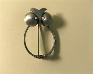 Danecraft Modernist Owl pin - sterling