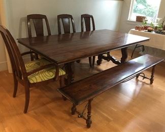 Incredible farm style table with bench and 4 chairs