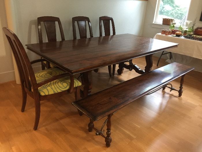 Incredible farm style table with bench and 4 chairs