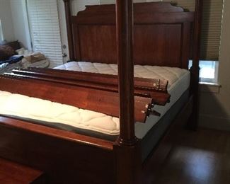 Awesome! King bed with four post and frame. Couldn't display due to ceiling fan...but it's all there.