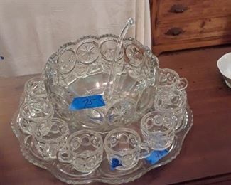 Punch bowl, early American pressed glass