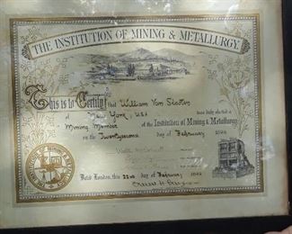 Graduation certificate, school of Mining and Metallurgy