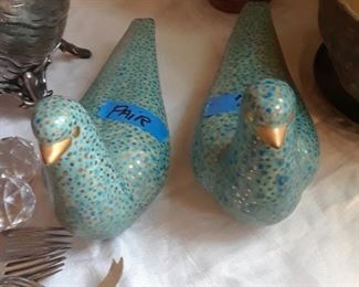 Pair of mid-century ceramic birds from a studio artist in California.